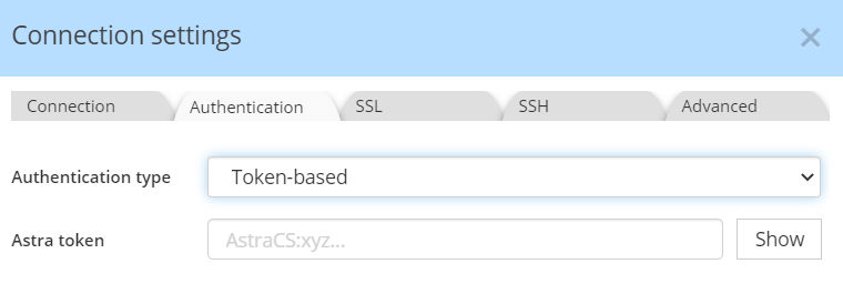 Cassandra connection auth token