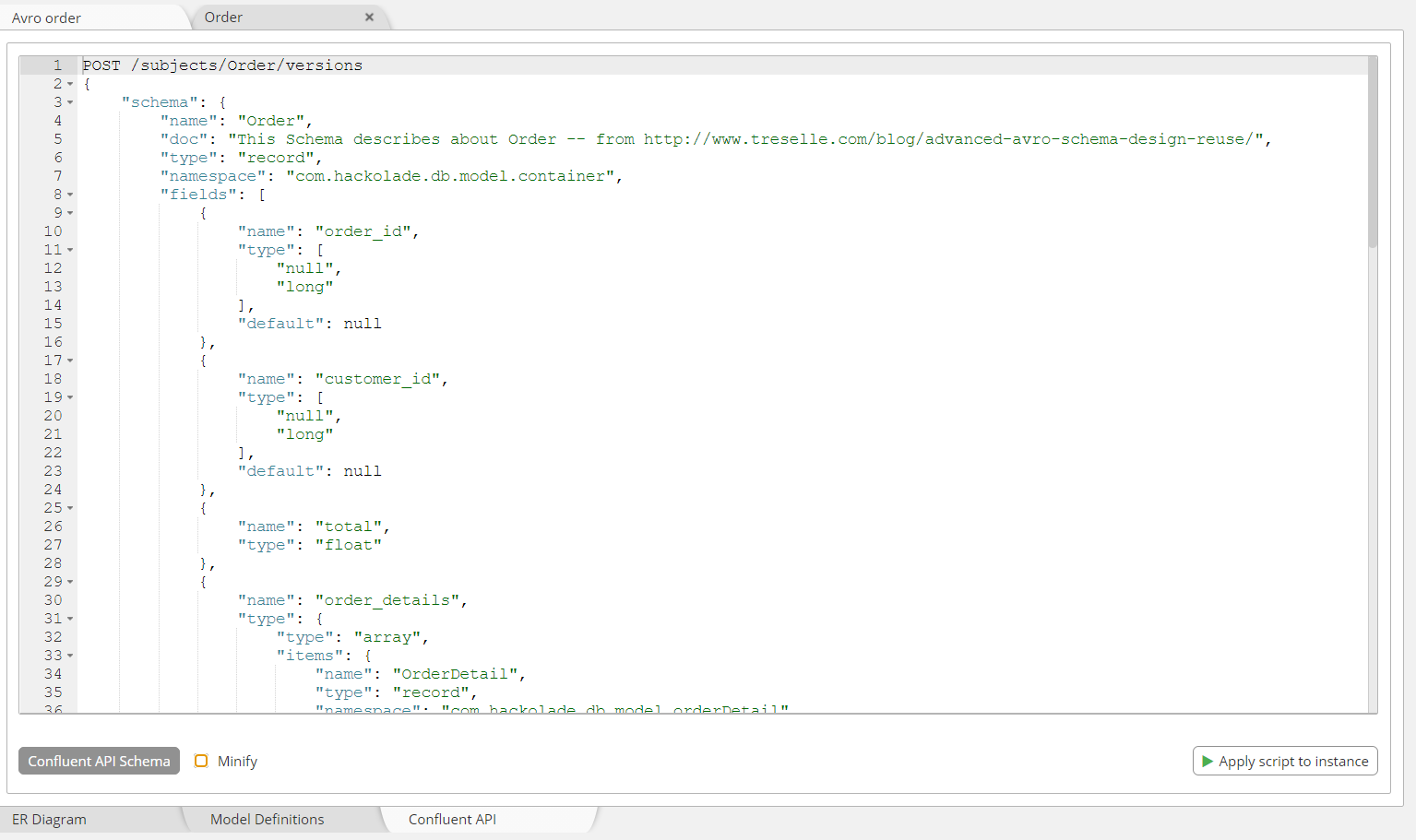 Confluent Schema Registry forward-engineering