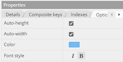 Entities options tab