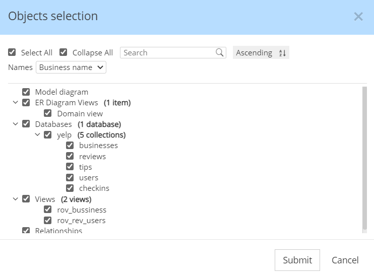 Generate documentation - object selection