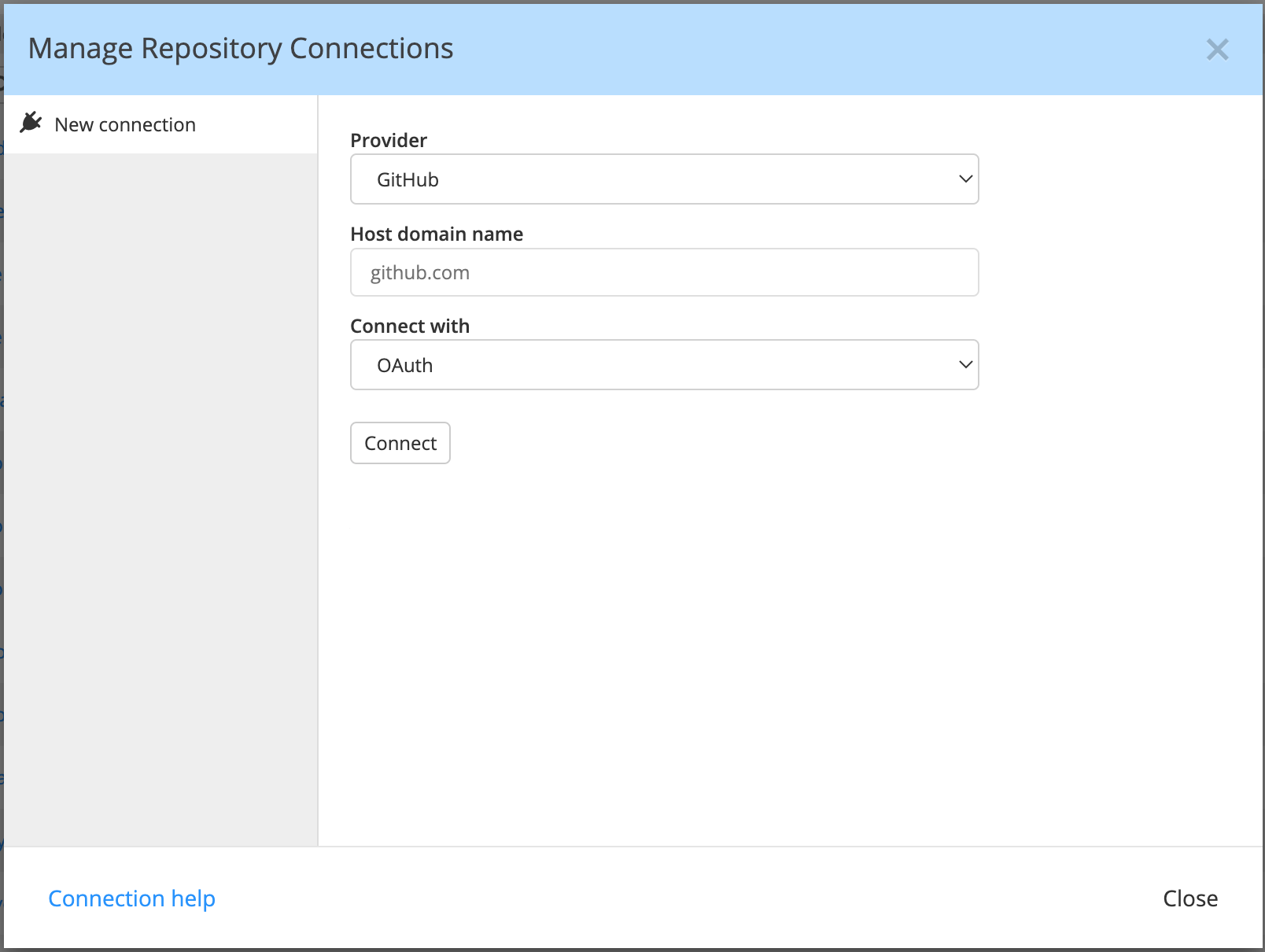 GitHub OAuth connection settings