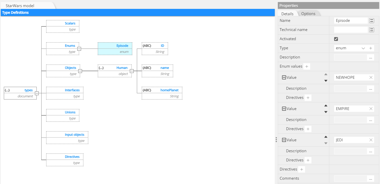 GraphQL create enum type