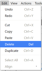 Menu Edit - Delete selected