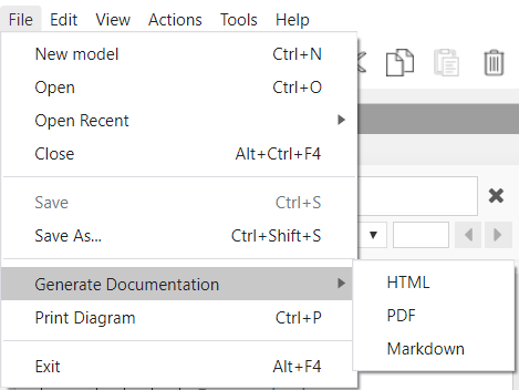 Menu File Generate Documentation