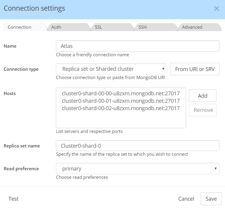 MongoDB Reverse-Engineering - Atlas connectio