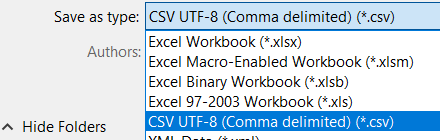 Naming Conventions - CSV UTF-8