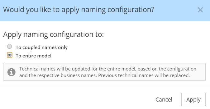 Naming Conventions - apply changes dialog