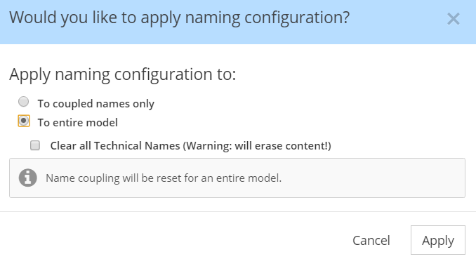 Naming Conventions - apply changes with clear