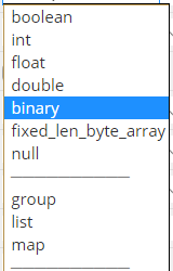 Parquet data types