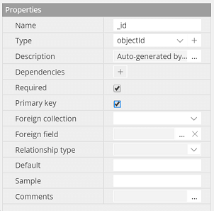 Properties pane - field details0