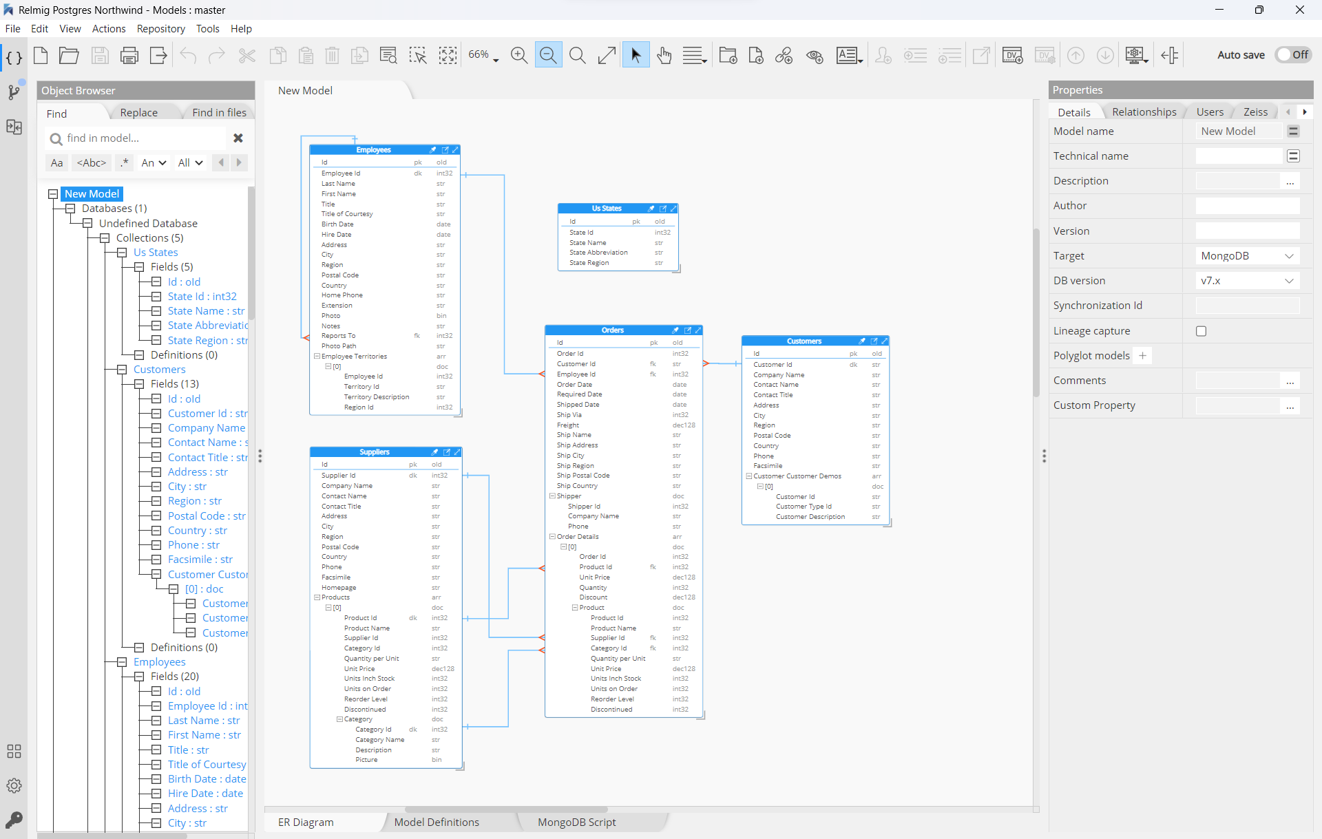 Relational Migrator - imported data model