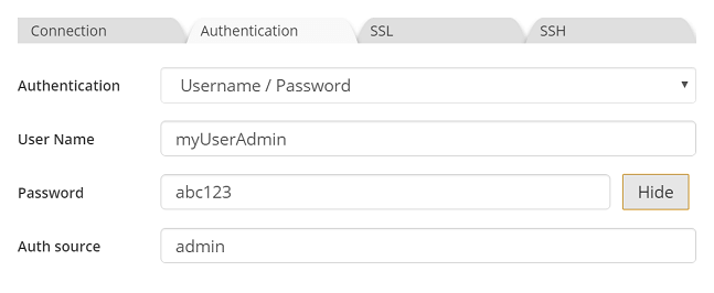 Reverse-engineering Mongo-username-password authentication tab