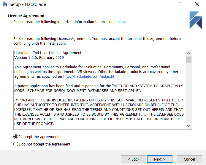 Windows install - License Agreement