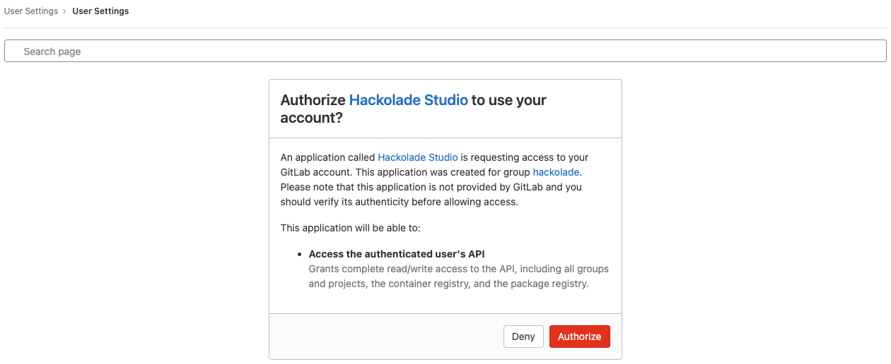 Workgroup GitLab - OAuth Authorization