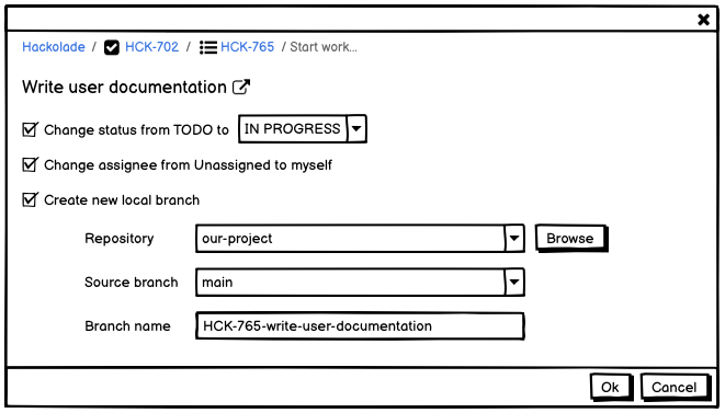 Workgroup Jira issue start work