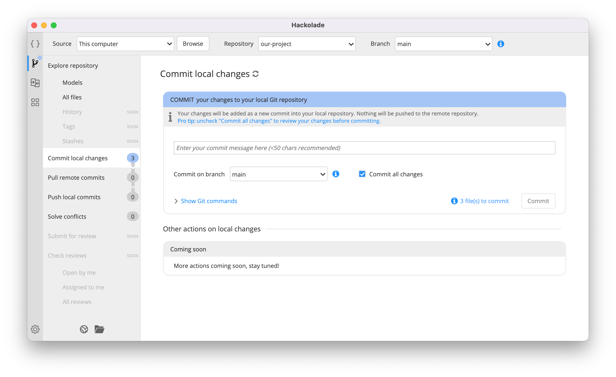 Workgroup commit changes