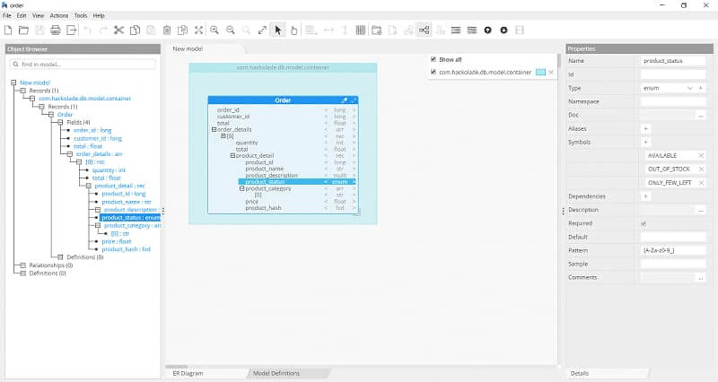 Avro schema design tool